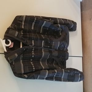 L A Kitty Hoodie Sz XL Grey/Black Aztec design